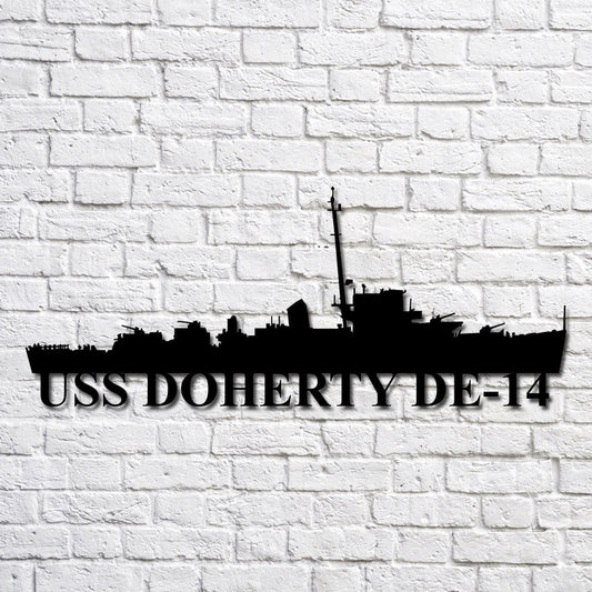 US Navy Metal Sign, Uss Doherty De14 Navy Ship Metal Art, Custom Us Navy Ship Cut Metal Sign, Navy Veteran Metal Sign