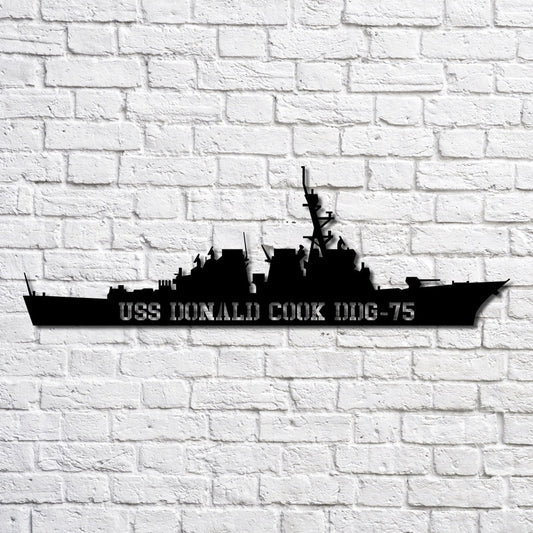 US Navy Metal Sign, Uss Donald Cook Ddg75 Navy Ship Metal Art, Custom Us Navy Ship Cut Metal Sign, Navy Veteran Metal Sign