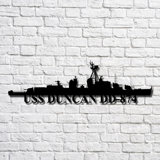US Navy Metal Sign, Uss Duncan Dd874 Navy Ship Metal Art, Custom Us Navy Ship Cut Metal Sign, Navy Veteran Metal Sign
