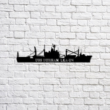US Navy Metal Sign, Uss Durham Lka114 Navy Ship Metal Sign, Memory Wall Metal Sign, Navy Veteran Metal Sign