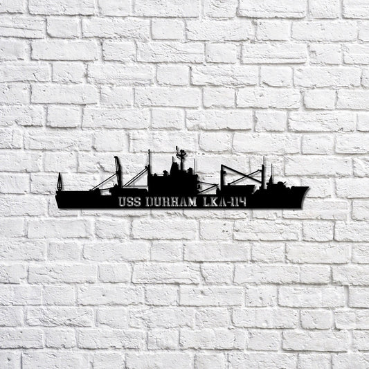 US Navy Metal Sign, Uss Durham Lka114 Navy Ship Metal Sign, Memory Wall Metal Sign, Navy Veteran Metal Sign