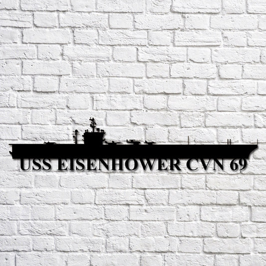 US Navy Metal Sign, Uss Eisenhower Cvn 69 Navy Ship Metal Art, Custom Us Navy Ship Cut Metal Sign, Navy Veteran Metal Sign