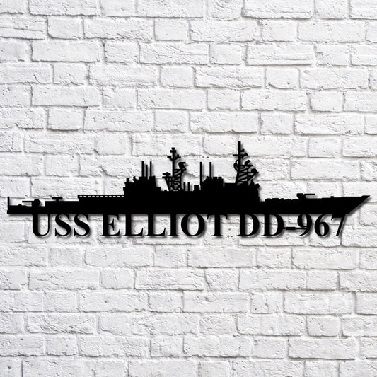 US Navy Metal Sign, Uss Elliot Dd967 Navy Ship Metal Art, Custom Us Navy Ship Cut Metal Sign, Navy Veteran Metal Sign