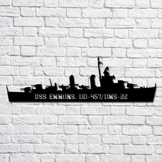 US Navy Metal Sign, Uss Emmons Dd457_dms22 Navy Ship Metal Art, Custom Us Navy Ship Cut Metal Sign, Navy Veteran Metal Sign
