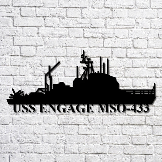 US Navy Metal Sign, Uss Engage Mso433 Navy Ship Metal Art, Custom Us Navy Ship Cut Metal Sign, Navy Veteran Metal Sign