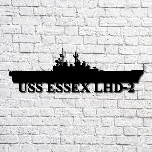 US Navy Metal Sign, Uss Essex Lhd2 Navy Ship Metal Art, Custom Us Navy Ship Cut Metal Sign, Navy Veteran Metal Sign