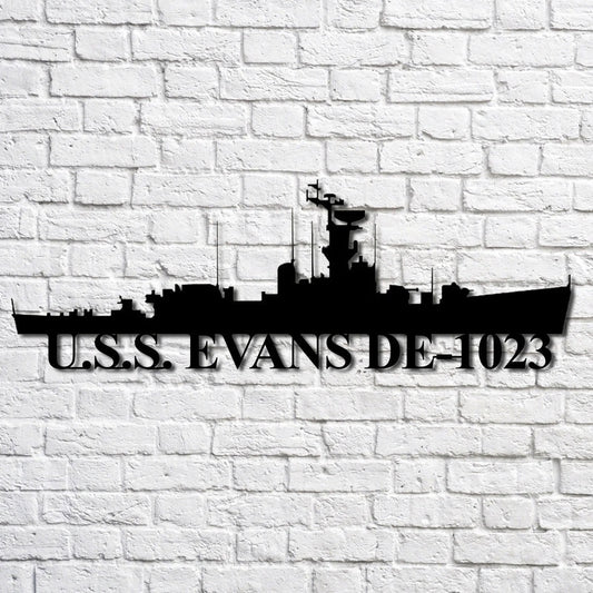 US Navy Metal Sign, Uss Evans De1023 Navy Ship Metal Art, Custom Us Navy Ship Cut Metal Sign, Navy Veteran Metal Sign
