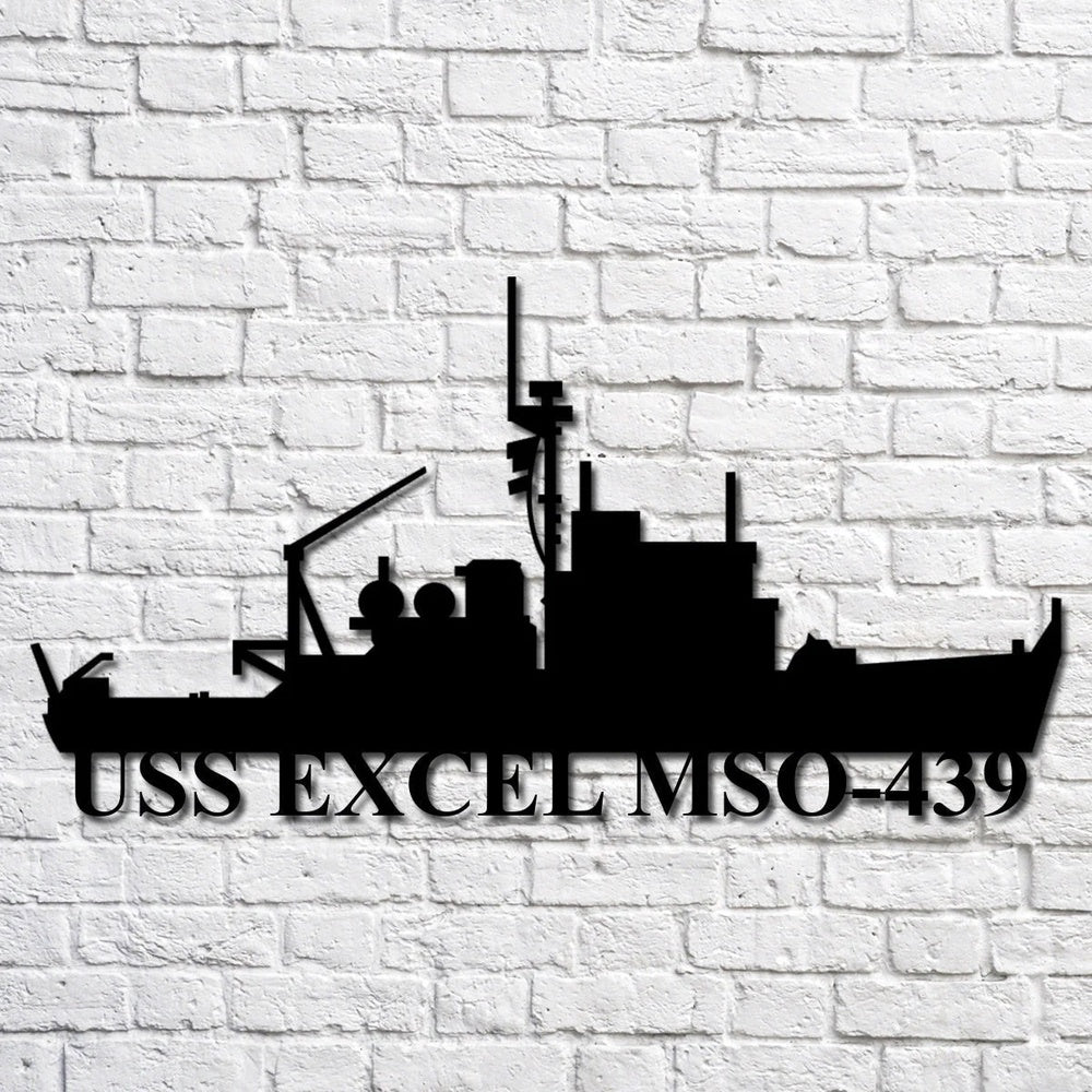 US Navy Metal Sign, Uss Excel Mso439 Navy Ship Metal Art, Custom Us Navy Ship Cut Metal Sign, Navy Veteran Metal Sign