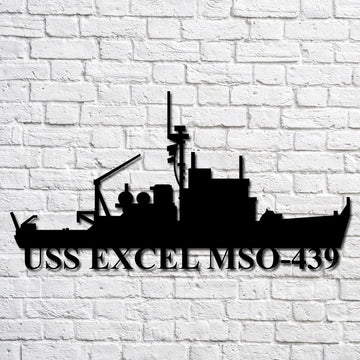 US Navy Metal Sign, Uss Excel Mso439 Navy Ship Metal Art, Custom Us Navy Ship Cut Metal Sign, Navy Veteran Metal Sign