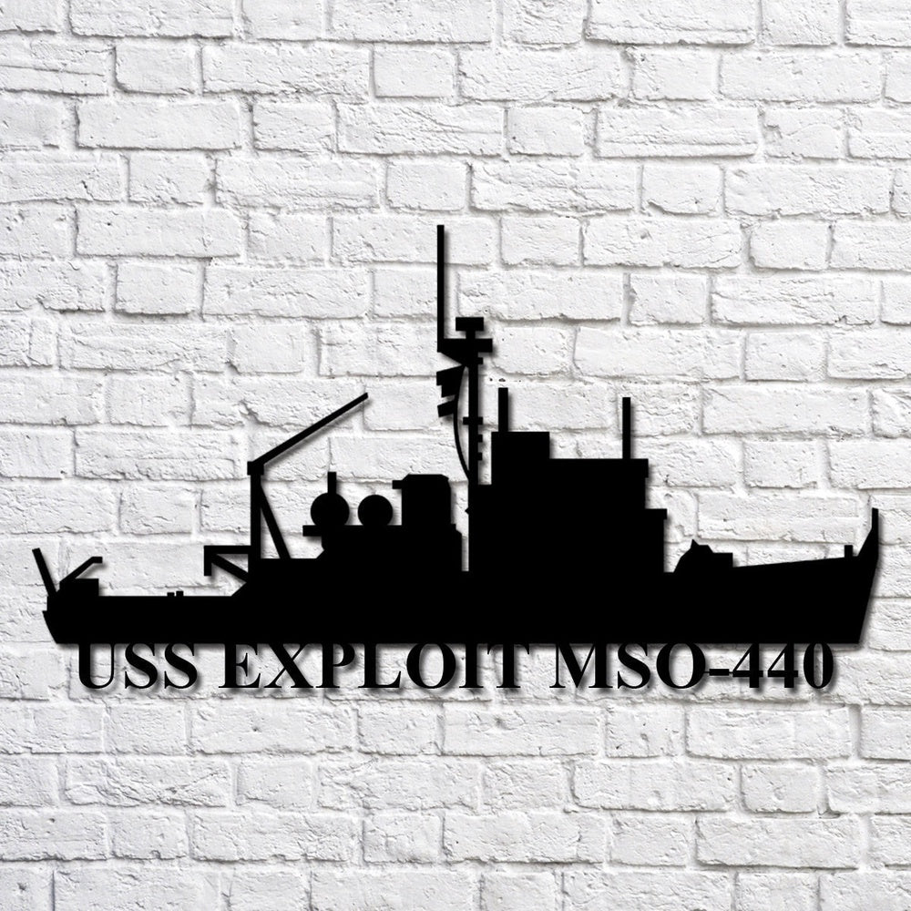 US Navy Metal Sign, Uss Exploit Mso440 Navy Ship Metal Art, Custom Us Navy Ship Cut Metal Sign, Navy Veteran Metal Sign