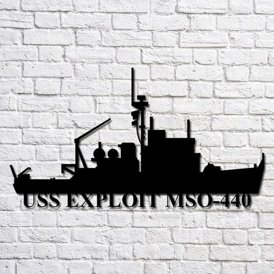 US Navy Metal Sign, Uss Exploit Mso440 Navy Ship Metal Art, Custom Us Navy Ship Cut Metal Sign, Navy Veteran Metal Sign