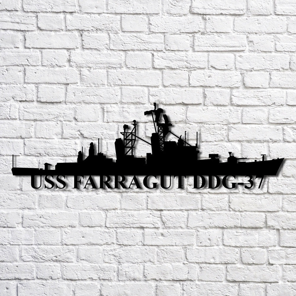 US Navy Metal Sign, Uss Farragut Ddg37 Navy Ship Metal Art, Custom Us Navy Ship Cut Metal Sign, Navy Veteran Metal Sign