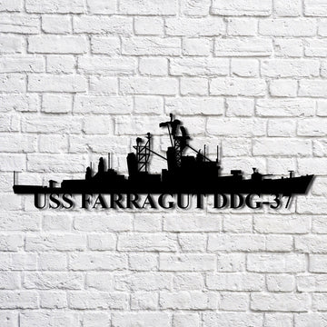 US Navy Metal Sign, Uss Farragut Ddg37 Navy Ship Metal Art, Custom Us Navy Ship Cut Metal Sign, Navy Veteran Metal Sign