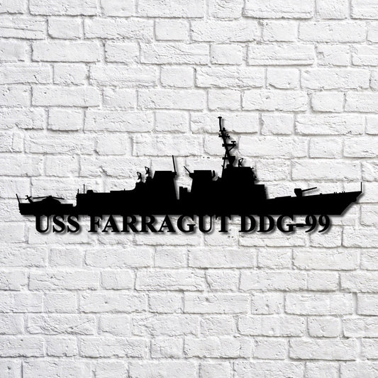 US Navy Metal Sign, Uss Farragut Ddg99 Navy Ship Metal Art, Custom Us Navy Ship Cut Metal Sign, Navy Veteran Metal Sign