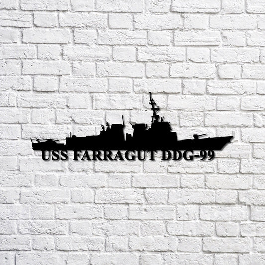 US Navy Metal Sign, Uss Farragut Ddg99 Navy Ship Metal Sign, Memory Wall Metal Sign, Navy Veteran Metal Sign