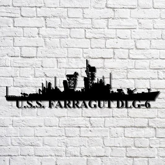 US Navy Metal Sign, Uss Farragut Dlg6 Navy Ship Metal Art, Custom Us Navy Ship Cut Metal Sign, Navy Veteran Metal Sign