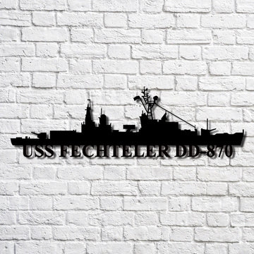 US Navy Metal Sign, Uss Fechteler Dd870 Navy Ship Metal Art, Custom Us Navy Ship Cut Metal Sign, Navy Veteran Metal Sign