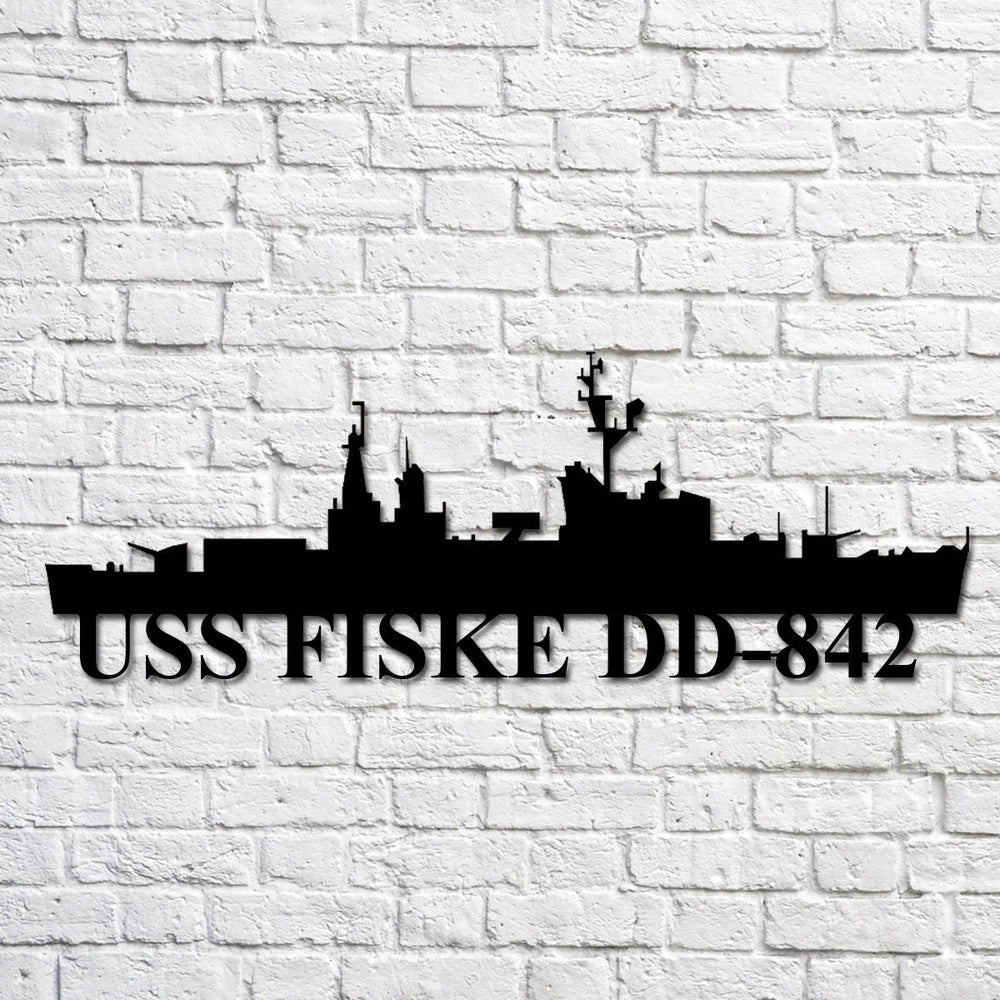 US Navy Metal Sign, Uss Fiske Dd842 Navy Ship Metal Art, Custom Us Navy Ship Cut Metal Sign, Navy Veteran Metal Sign