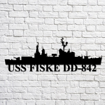 US Navy Metal Sign, Uss Fiske Dd842 Navy Ship Metal Art, Custom Us Navy Ship Cut Metal Sign, Navy Veteran Metal Sign