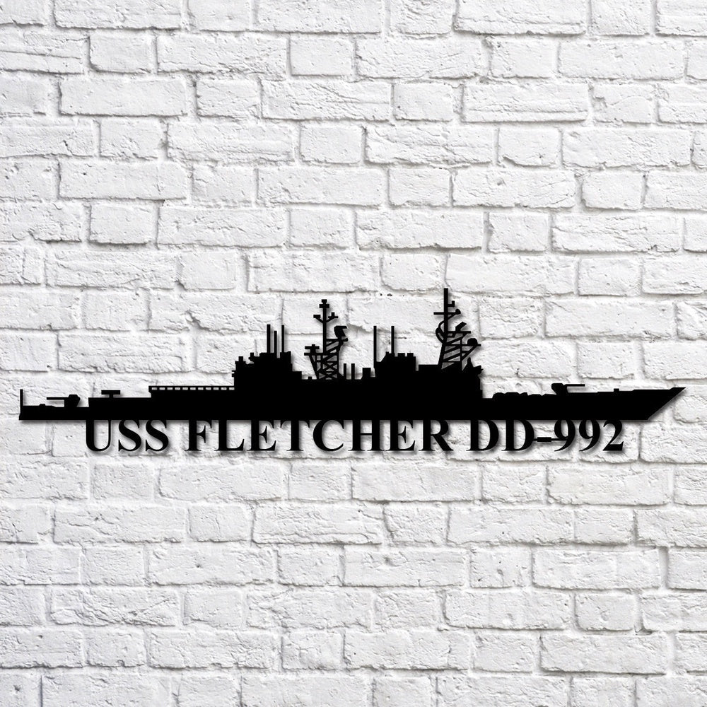 US Navy Metal Sign, Uss Fletcher Dd992 Navy Ship Metal Art, Custom Us Navy Ship Cut Metal Sign, Navy Veteran Metal Sign