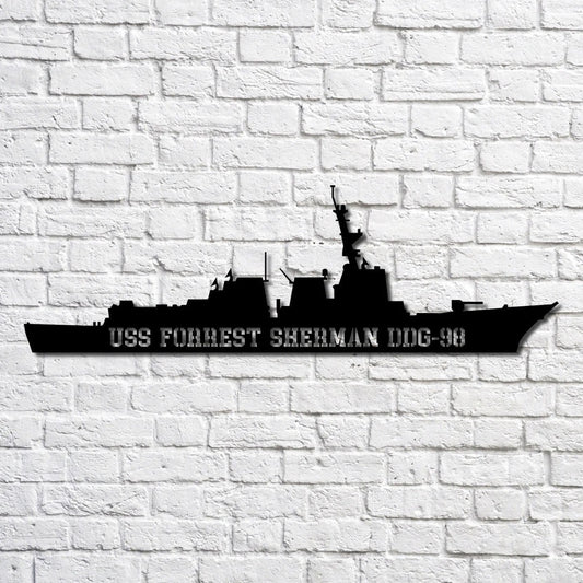 US Navy Metal Sign, Uss Forrest Sherman Ddg98 Navy Ship Metal Art, Custom Us Navy Ship Cut Metal Sign, Navy Veteran Metal Sign