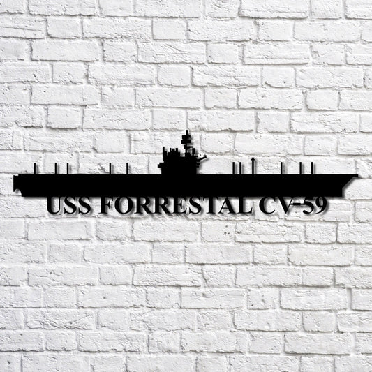 US Navy Metal Sign, Uss Forrestal Cva59 Navy Ship Metal Art, Custom Us Navy Ship Cut Metal Sign, Navy Veteran Metal Sign