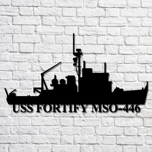 US Navy Metal Sign, Uss Fortify Mso446 Navy Ship Metal Art, Custom Us Navy Ship Cut Metal Sign, Navy Veteran Metal Sign