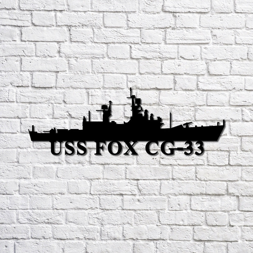 US Navy Metal Sign, Uss Fox Cg33 Navy Ship Metal Sign, Memory Wall Metal Sign, Navy Veteran Metal Sign