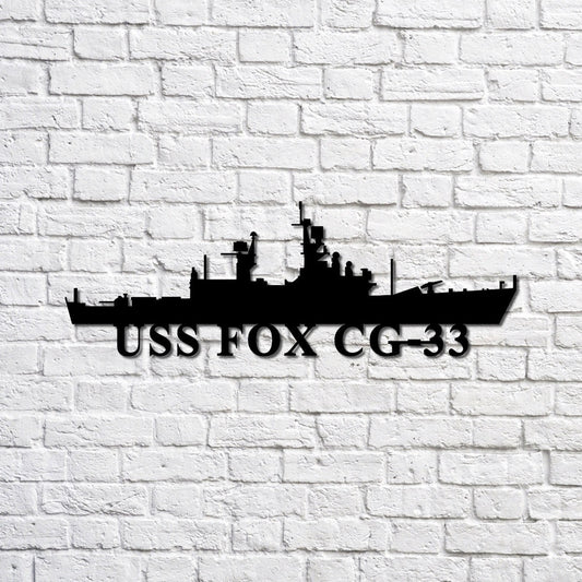 US Navy Metal Sign, Uss Fox Cg33 Navy Ship Metal Sign, Memory Wall Metal Sign, Navy Veteran Metal Sign