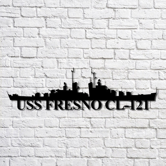 US Navy Metal Sign, Uss Fresno Cl121 Navy Ship Metal Art, Custom Us Navy Ship Cut Metal Sign, Navy Veteran Metal Sign