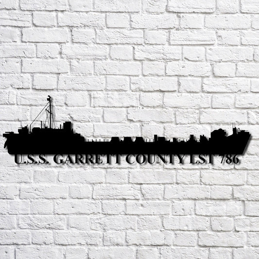 US Navy Metal Sign, Uss Garrett County Lst 786 Navy Ship Metal Art, Custom Us Navy Ship Cut Metal Sign, Navy Veteran Metal Sign
