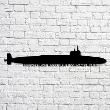 US Navy Metal Sign, Uss George Bancroft Ssbn643 Blue Navy Ship Metal Art, Custom Us Navy Ship Cut Metal Sign, Navy Veteran Metal Sign