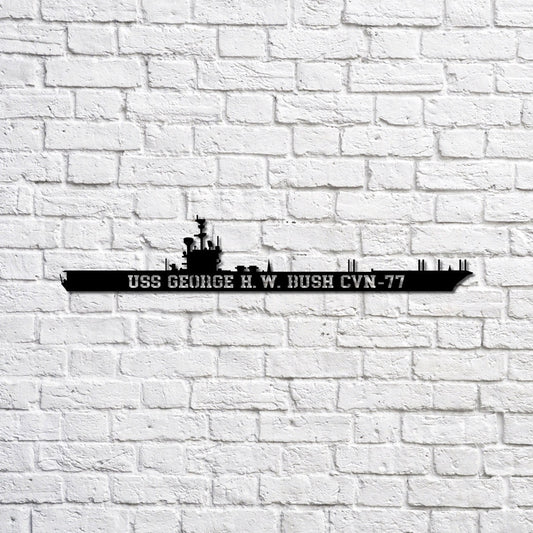 US Navy Metal Sign, Uss George H W Bush Cvn77 Navy Ship Metal Sign, Memory Wall Metal Sign, Navy Veteran Metal Sign