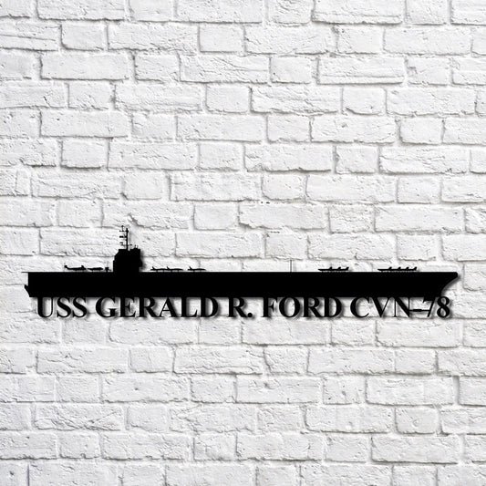 US Navy Metal Sign, Uss Gerald R Ford Cvn78 Navy Ship Metal Art, Custom Us Navy Ship Cut Metal Sign, Navy Veteran Metal Sign