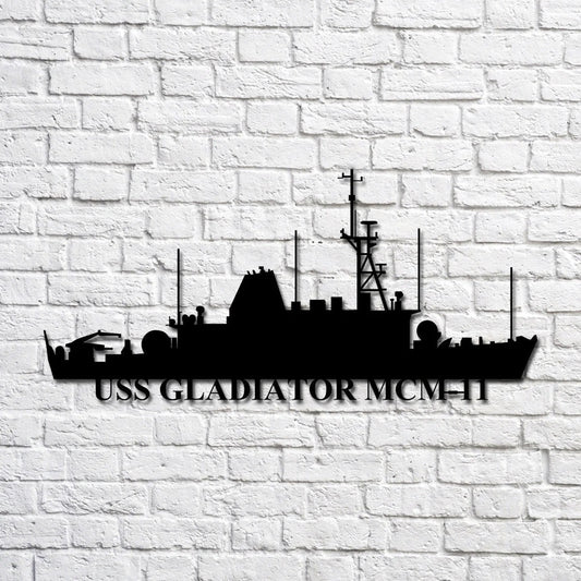 US Navy Metal Sign, Uss Gladiator Mcm11 Navy Ship Metal Art, Custom Us Navy Ship Cut Metal Sign, Navy Veteran Metal Sign