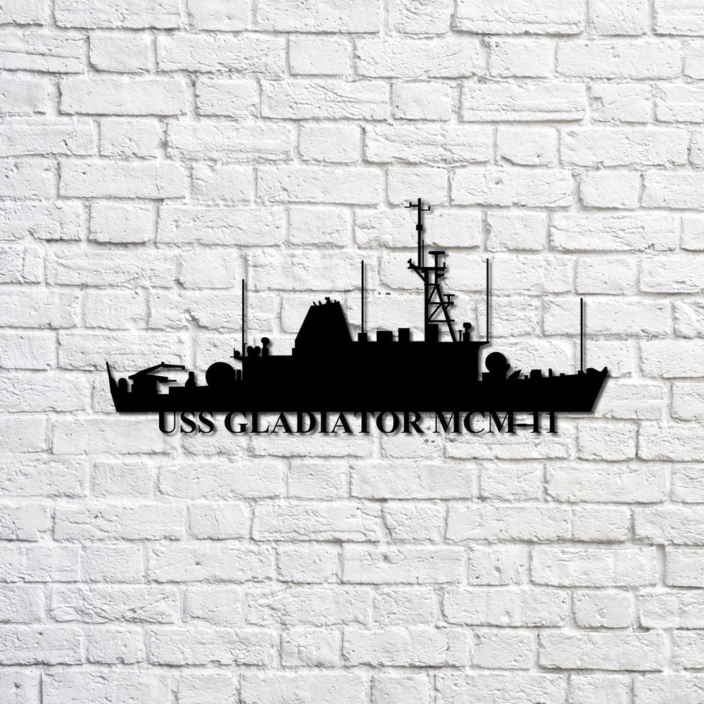 US Navy Metal Sign, Uss Gladiator Mcm11 Navy Ship Metal Sign, Memory Wall Metal Sign, Navy Veteran Metal Sign