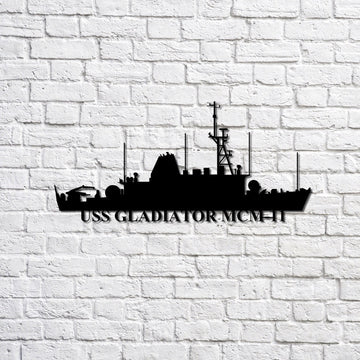 US Navy Metal Sign, Uss Gladiator Mcm11 Navy Ship Metal Sign, Memory Wall Metal Sign, Navy Veteran Metal Sign