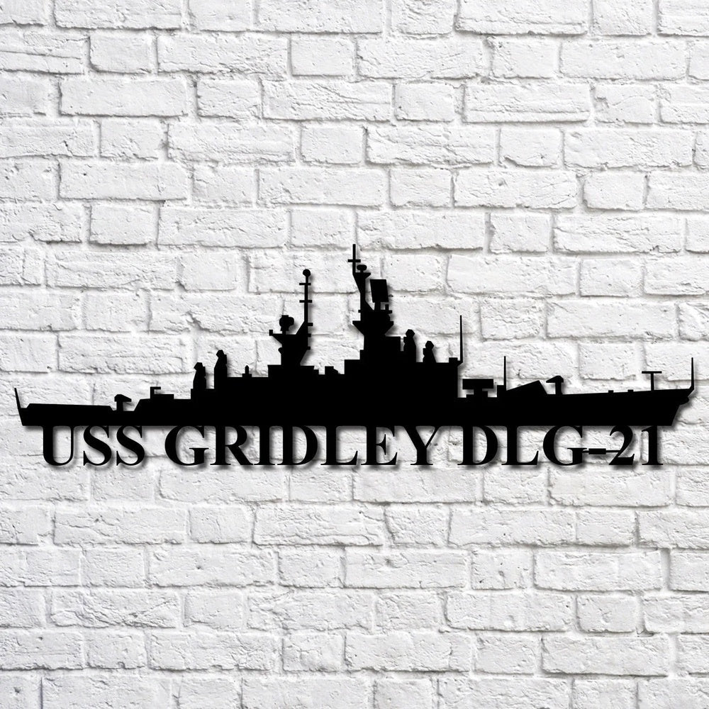US Navy Metal Sign, Uss Gridley Dlg21 Navy Ship Metal Art, Custom Us Navy Ship Cut Metal Sign, Navy Veteran Metal Sign