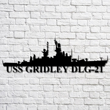 US Navy Metal Sign, Uss Gridley Dlg21 Navy Ship Metal Art, Custom Us Navy Ship Cut Metal Sign, Navy Veteran Metal Sign