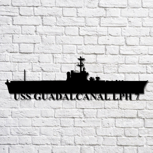 US Navy Metal Sign, Uss Guadalcanal Lph 7 Navy Ship Metal Art, Custom Us Navy Ship Cut Metal Sign, Navy Veteran Metal Sign