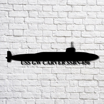 US Navy Metal Sign, Uss Gw Carver Ssbn656 Navy Ship Metal Art, Custom Us Navy Ship Cut Metal Sign, Navy Veteran Metal Sign