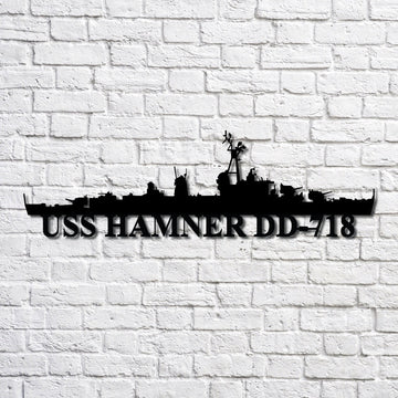 US Navy Metal Sign, Uss Hamner Dd718 Navy Ship Metal Art, Custom Us Navy Ship Cut Metal Sign, Navy Veteran Metal Sign