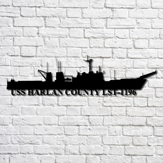 US Navy Metal Sign, Uss Harlan County Lst1196 Navy Ship Metal Art, Custom Us Navy Ship Cut Metal Sign, Navy Veteran Metal Sign