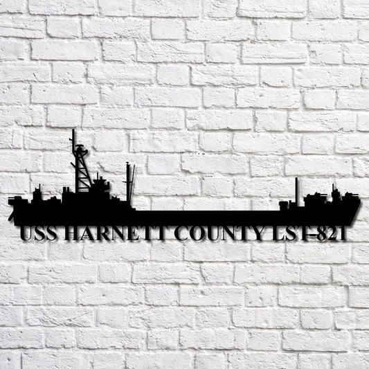 US Navy Metal Sign, Uss Harnett County Lst821 Navy Ship Metal Art, Navy Veteran Metal Sign