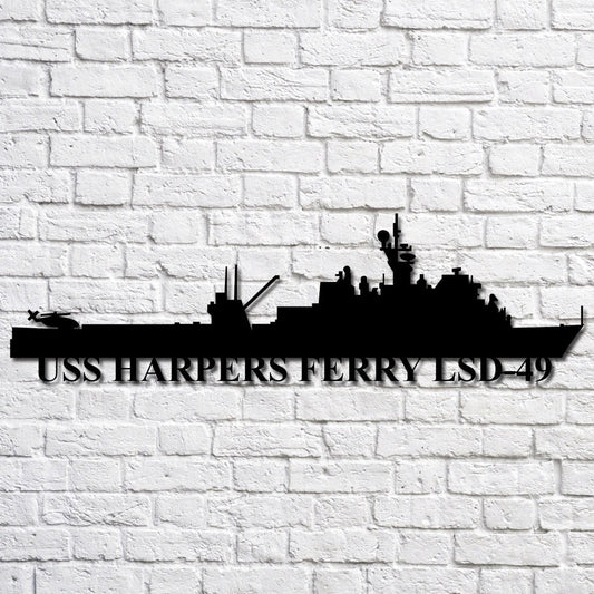 US Navy Metal Sign, Uss Harpers Ferry Lsd49 Navy Ship Metal Art, Custom Us Navy Ship Cut Metal Sign, Navy Veteran Metal Sign