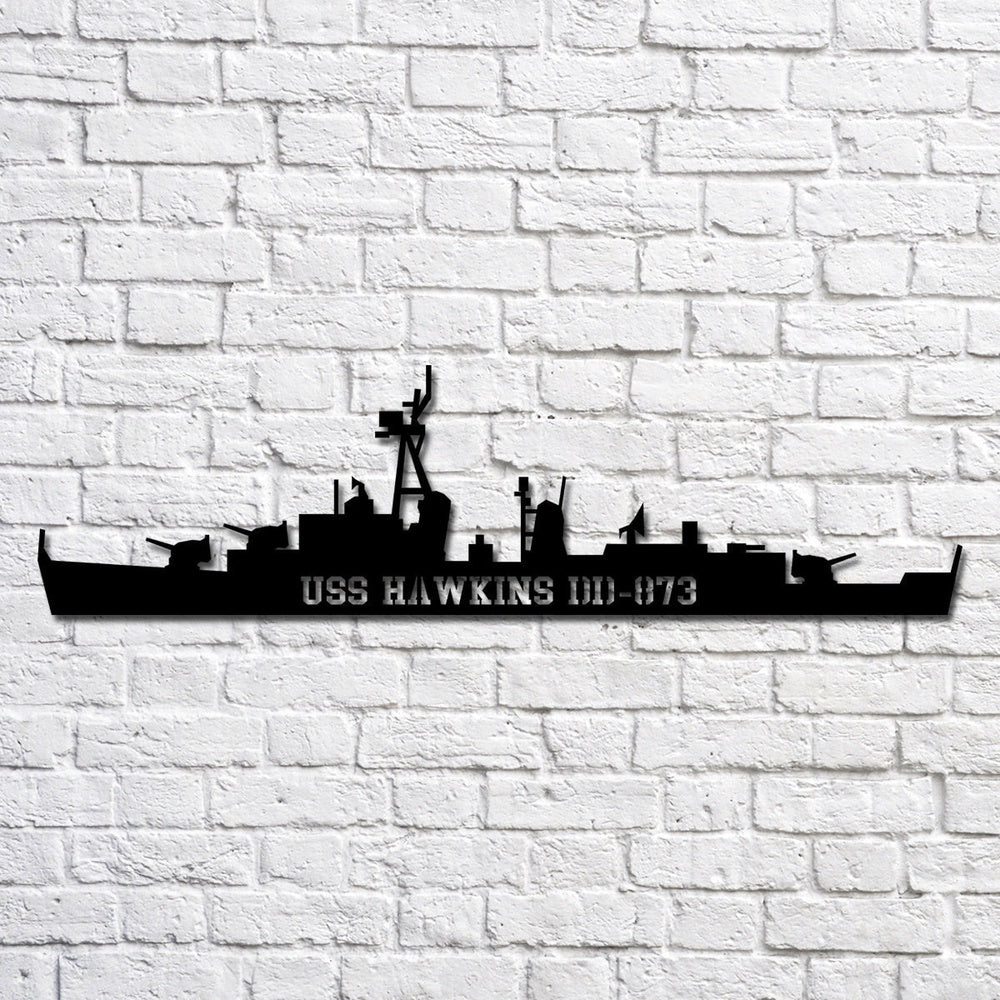 US Navy Metal Sign, Uss Hawkins Dd873 Navy Ship Metal Art, Custom Us Navy Ship Cut Metal Sign, Navy Veteran Metal Sign