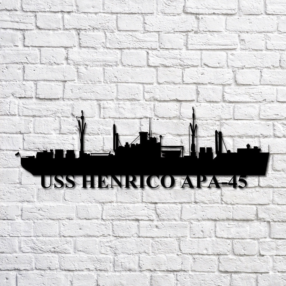 US Navy Metal Sign, Uss Henrico Apa45 Navy Ship Metal Art, Custom Us Navy Ship Cut Metal Sign, Navy Veteran Metal Sign