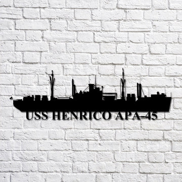 US Navy Metal Sign, Uss Henrico Apa45 Navy Ship Metal Art, Custom Us Navy Ship Cut Metal Sign, Navy Veteran Metal Sign