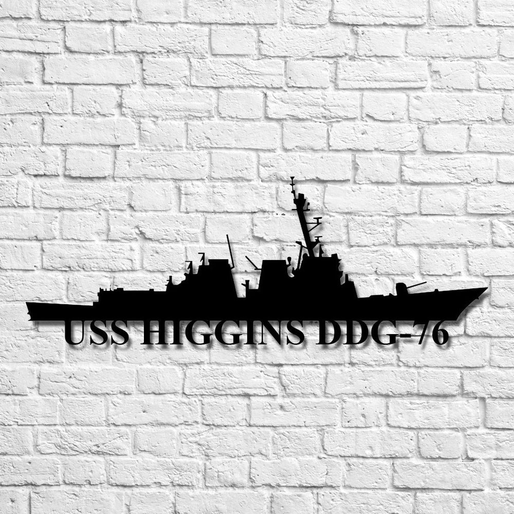 US Navy Metal Sign, Uss Higgins Ddg76 Navy Ship Metal Art, Custom Us Navy Ship Cut Metal Sign, Navy Veteran Metal Sign