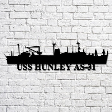 US Navy Metal Sign, Uss Hunley As31 Navy Ship Metal Art, Custom Us Navy Ship Cut Metal Sign, Navy Veteran Metal Sign